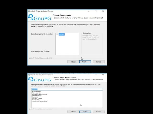 В пакете GnuPG нет выбора компонентов установки, поэтому снова нажмите «Next».