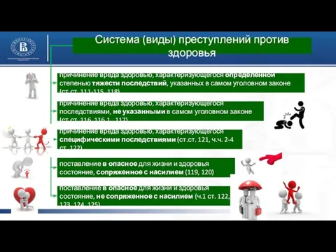 Система (виды) преступлений против здоровья причинение вреда здоровью, характеризующегося определенной степенью