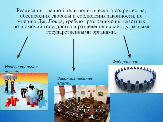 Реализация главной цели политического содружества, обеспечения свободы и соблюдения законности, по