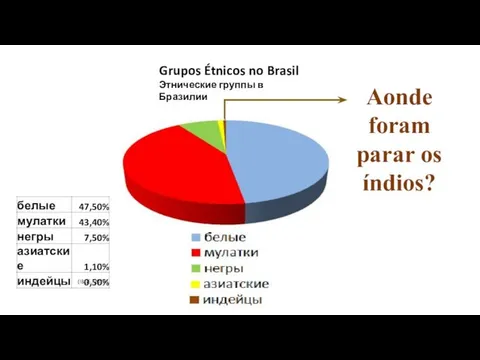 Grupos Étnicos no Brasil Этнические группы в Бразилии (IBGE, 2010) Aonde foram parar os índios?