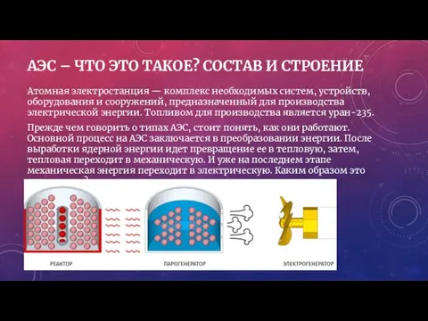 АЭС – ЧТО ЭТО ТАКОЕ? СОСТАВ И СТРОЕНИЕ Атомная электростанция —