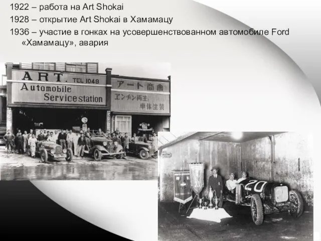 1922 – работа на Art Shokai 1928 – открытие Art Shokai