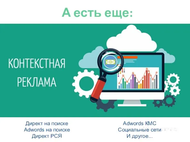 А есть еще: Adwords КМС Социальные сети И другое... Директ на