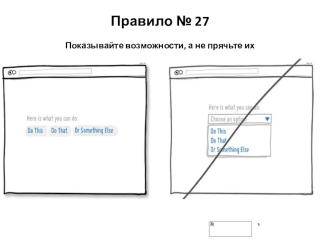 Правило № 27 Показывайте возможности, а не прячьте их