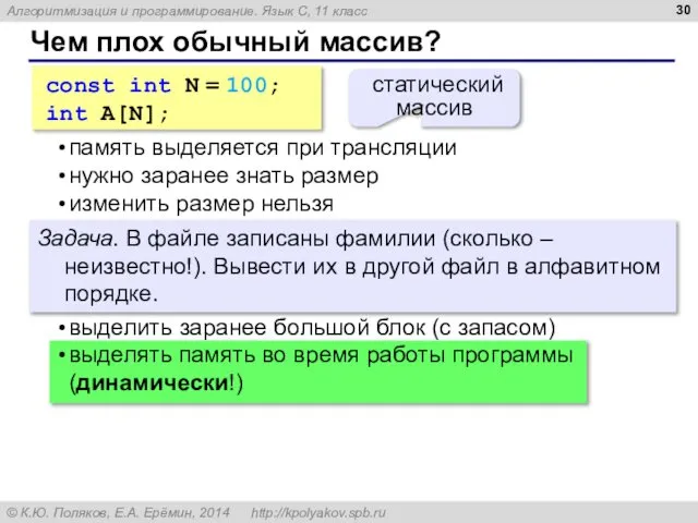 Чем плох обычный массив? const int N = 100; int A[N];