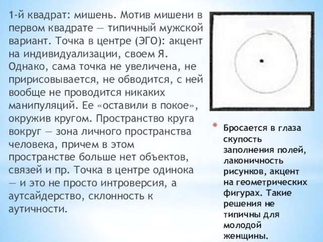 Бросается в глаза скупость заполнения полей, лаконичность рисунков, акцент на геометрических