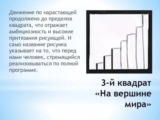 3-й квадрат «На вершине мира» Движение по нарастающей продолжено до пределов