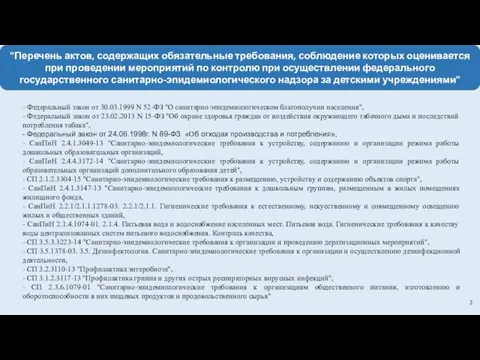 "Перечень актов, содержащих обязательные требования, соблюдение которых оценивается при проведении мероприятий