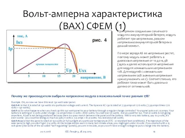 Вольт-амперна характеристика (ВАХ) СФЕМ (1) Почему же производители выбрали напряжение модуля