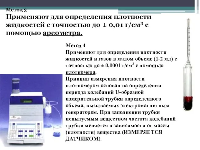 Метод 3 Применяют для определения плотности жидкостей с точностью до ±