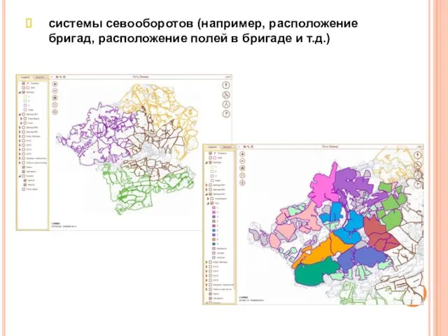 системы севооборотов (например, расположение бригад, расположение полей в бригаде и т.д.)