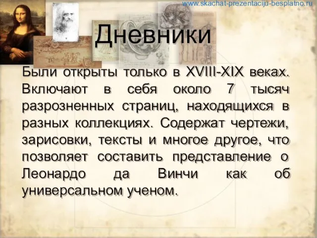 Дневники Были открыты только в XVIII-XIX веках. Включают в себя около