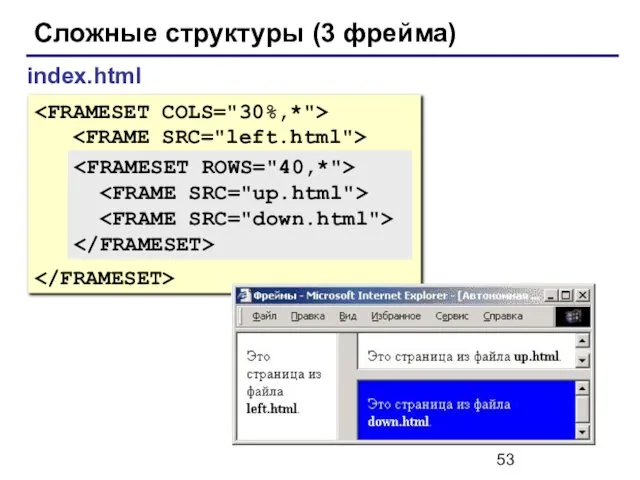 Сложные структуры (3 фрейма) index.html