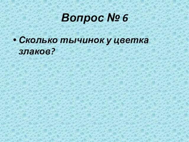 Вопрос № 6 Сколько тычинок у цветка злаков?