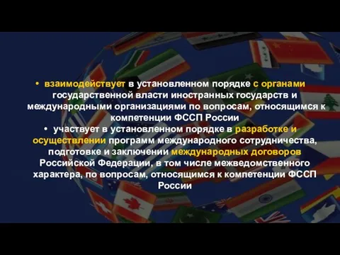 взаимодействует в установленном порядке с органами государственной власти иностранных государств и