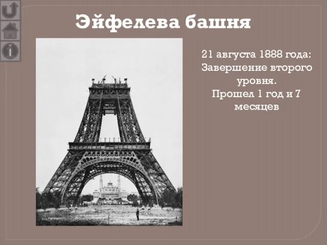 Эйфелева башня 21 августа 1888 года: Завершение второго уровня. Прошел 1 год и 7 месяцев