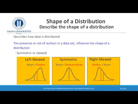 Shape of a Distribution Describe the shape of a distribution Describes