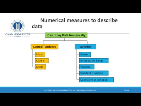 Numerical measures to describe data COPYRIGHT © 2013 PEARSON EDUCATION, INC.