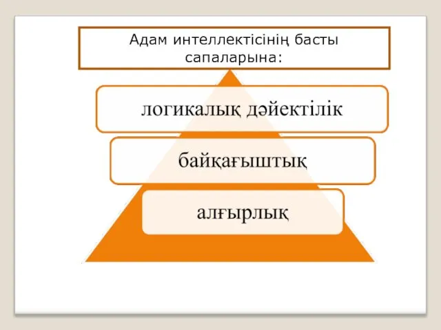 Адам интеллектісінің басты сапаларына: