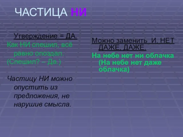 ЧАСТИЦА НИ Утверждение = ДА. Как НИ спешил, всё равно опоздал.