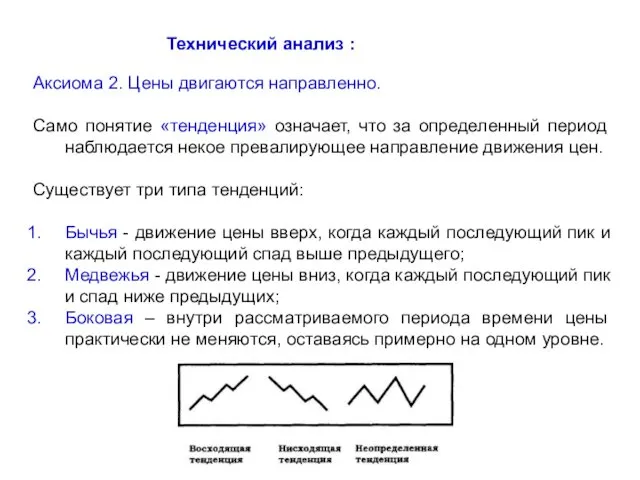 Технический анализ : Аксиома 2. Цены двигаются направленно. Само понятие «тенденция»