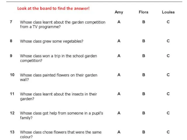 Look at the board to find the answer!