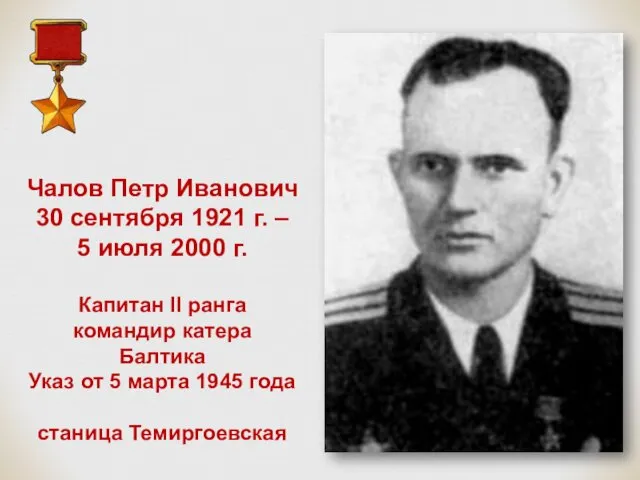 Чалов Петр Иванович 30 сентября 1921 г. – 5 июля 2000