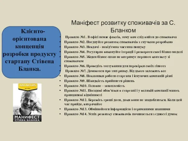 Маніфест розвитку споживачів за С. Бланком Правило №1. В офісі немає