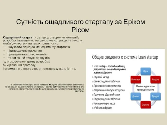 Сутність ощадливого стартапу за Еріком Рісом Ощадливий стартап - це підхід