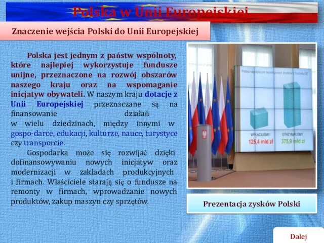 Polska w Unii Europejskiej Znaczenie wejścia Polski do Unii Europejskiej Polska