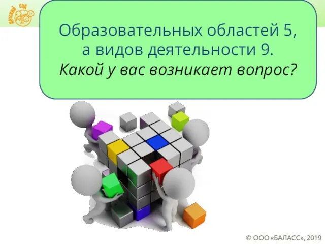 Образовательных областей 5, а видов деятельности 9. Какой у вас возникает вопрос?