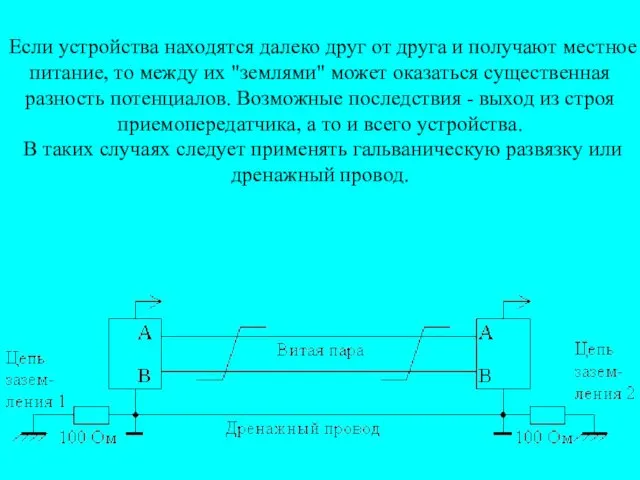 Если устройства находятся далеко друг от друга и получают местное питание,