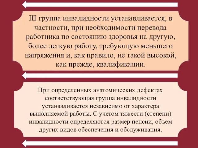 III группа инвалидности устанавливается, в частности, при необходимости перевода работника по