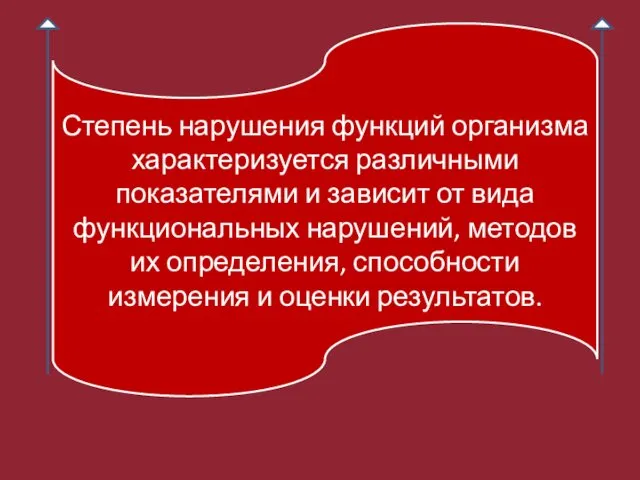 Степень нарушения функций организма характеризуется различными показателями и зависит от вида