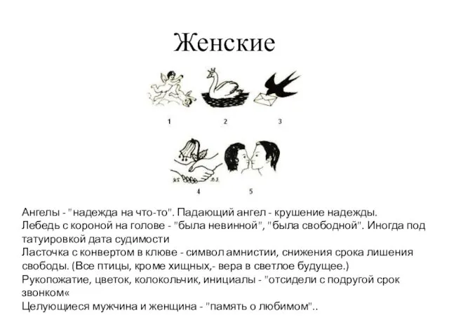 Женские Ангелы - "надежда на что-то". Падающий ангел - крушение надежды.