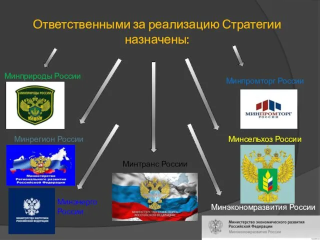 Ответственными за реализацию Стратегии назначены: Минприроды России Минэкономразвития России Минрегион России