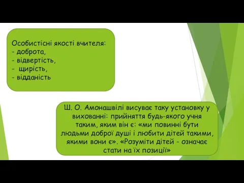 Особистісні якості вчителя: - доброта, - відвертість, - щирість, - відданість