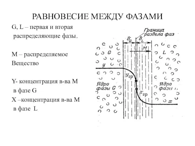 РАВНОВЕСИЕ МЕЖДУ ФАЗАМИ G, L – первая и вторая распределяющие фазы.