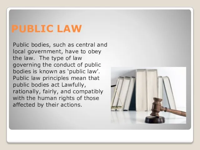 PUBLIC LAW Public bodies, such as central and local government, have