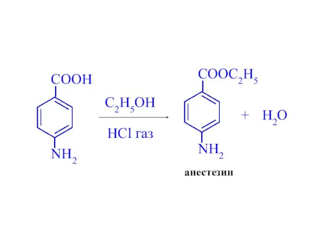 C2H5OH анестезин + H2O HCl газ