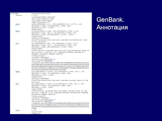 GenBank. Аннотация