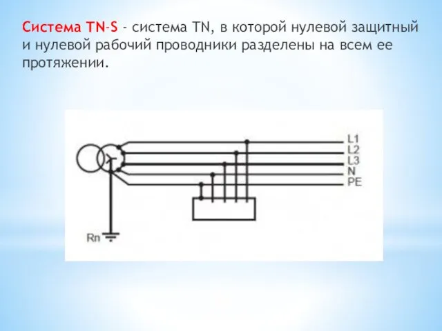 Система TN-S - система TN, в которой нулевой защитный и нулевой