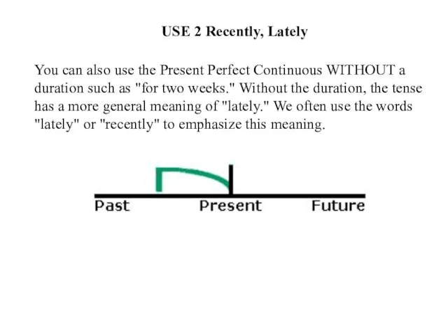 USE 2 Recently, Lately You can also use the Present Perfect