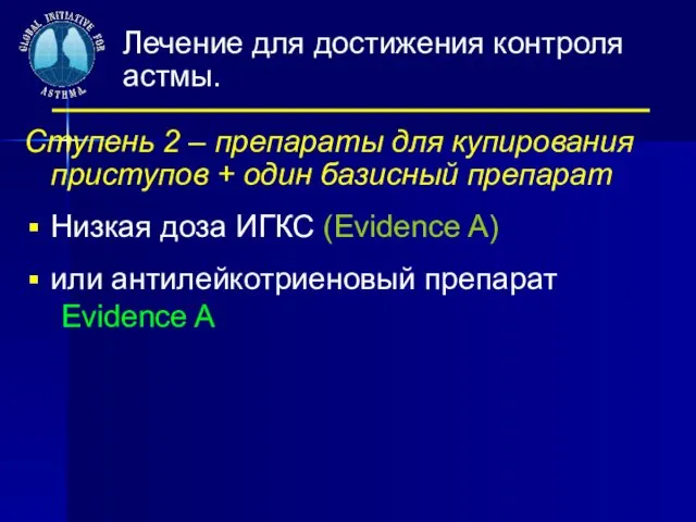 Ступень 2 – препараты для купирования приступов + один базисный препарат