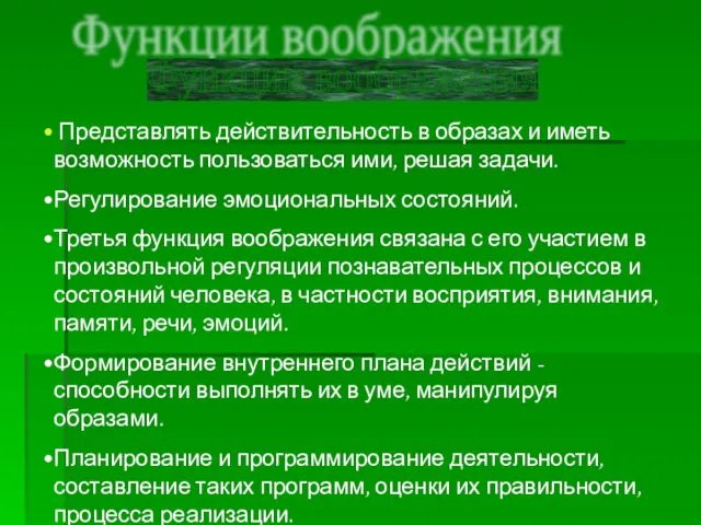 Представлять действительность в образах и иметь возможность пользоваться ими, решая задачи.