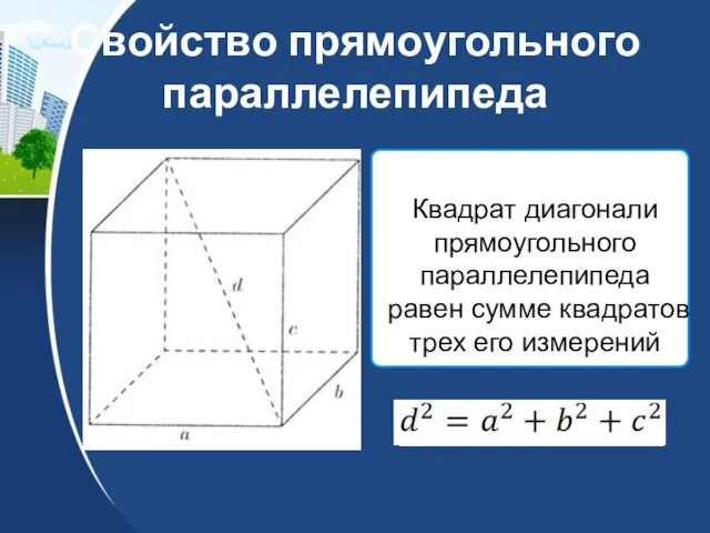 Свойство прямоугольного параллелепипеда