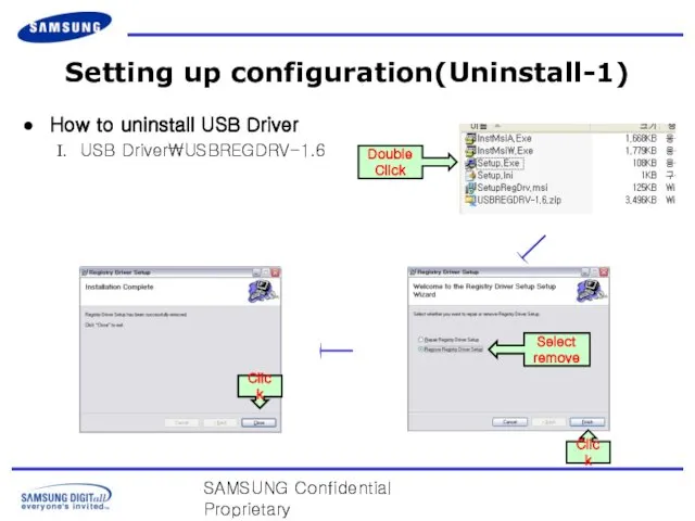 SAMSUNG Confidential Proprietary Setting up configuration(Uninstall-1) How to uninstall USB Driver