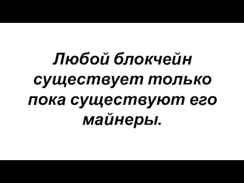 Любой блокчейн существует только пока существуют его майнеры.