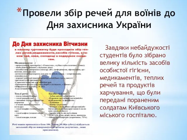 Провели збір речей для воїнів до Дня захисника України Завдяки небайдужості