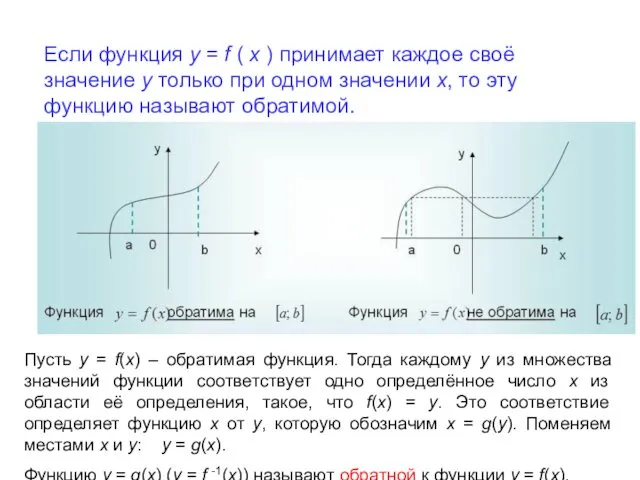 Если функция у = f ( х ) принимает каждое своё